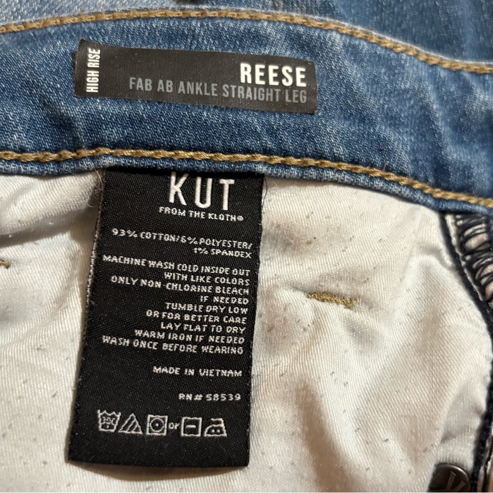 Kut from the Kloth Jeans Women’s Size 12 Reese Fab Ab Straight Leg High Rise - Picture 9 of 10
